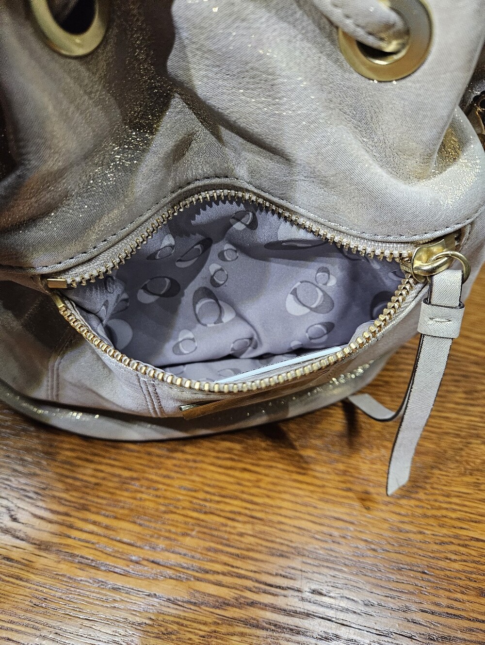 Coach Poppy Gold Shimmer Cinch Bucket Bag - Picture 11 of 16